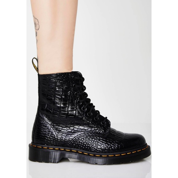 NEW Dr. Marten's 1460 Patent Leather Crocodile Print Boots 8 - Picture 5 of 5